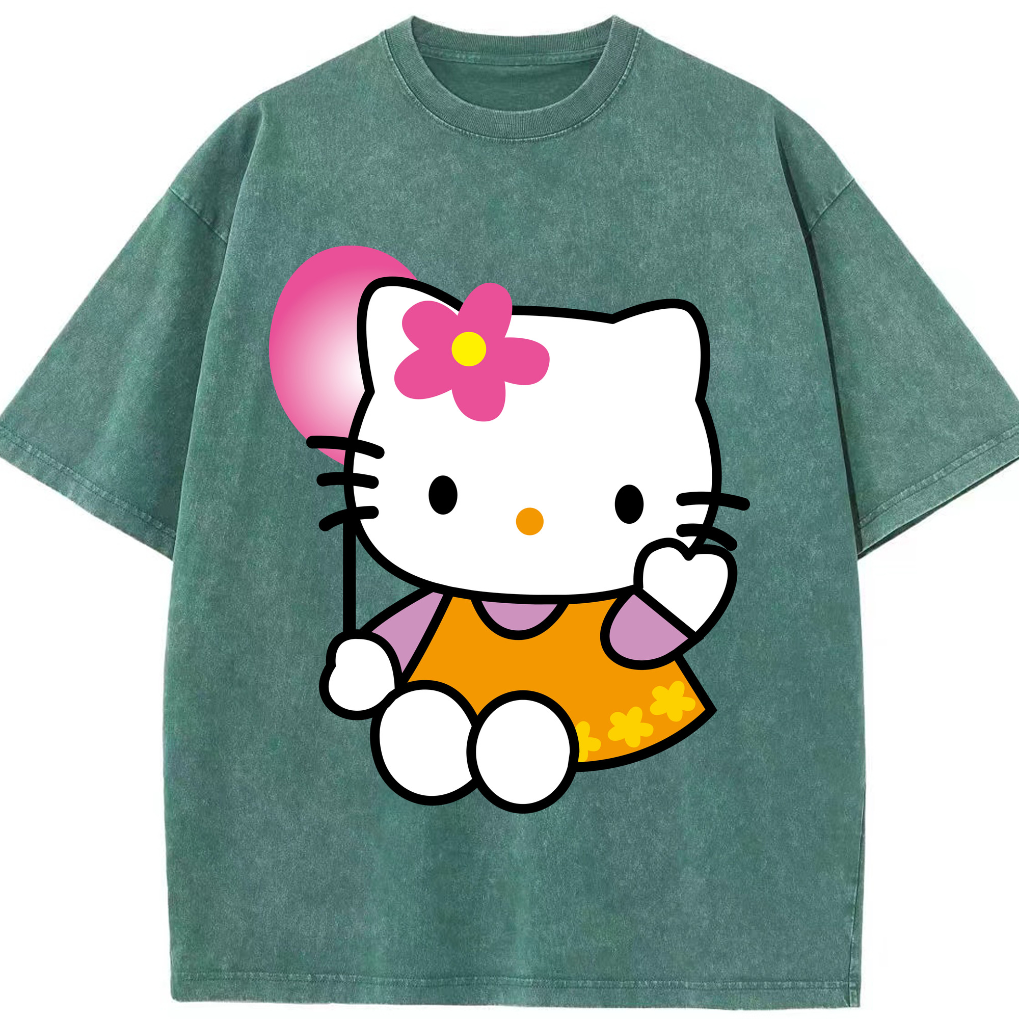 （画像用） Hello Kitty ハローキティ 綿100% ヴィンテージ風 半袖Tシャツ（フロントプリント）